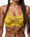 Female UFC Fighter Wearing Sports Bra and Tight Fit Short Mockup