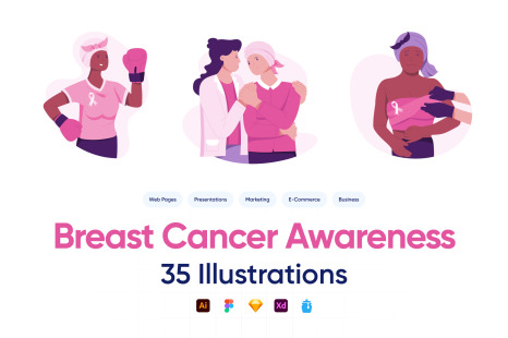 Breast Cancer Awareness Illustrations - Flat design