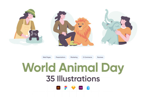 World Animal Day Illustrations - Character illustration