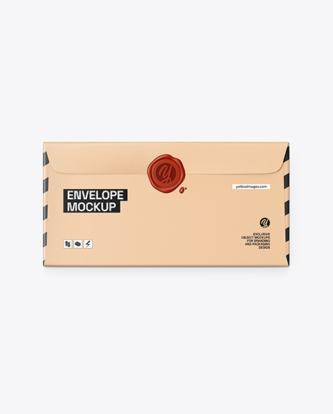 Paper Envelope w/ Wax Seal Mockup