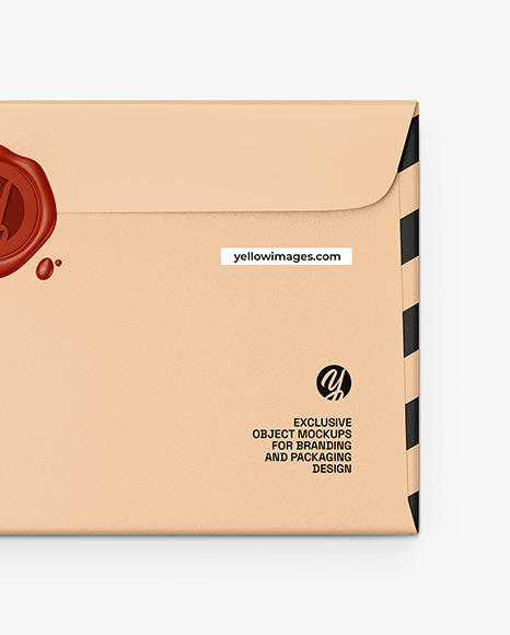 Paper Envelope w/ Wax Seal Mockup
