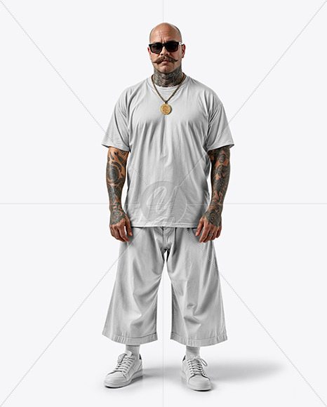 Latino Man With Mustache Wearing a T-Shirt and Breeches Mockup