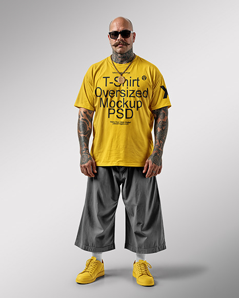 Latino Man With Mustache Wearing a T-Shirt and Breeches Mockup