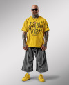 Latino Man With Mustache Wearing a T-Shirt and Breeches Mockup