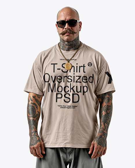Latino Man With Mustache Wearing a T-Shirt and Breeches Mockup