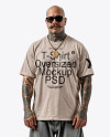 Latino Man With Mustache Wearing a T-Shirt and Breeches Mockup
