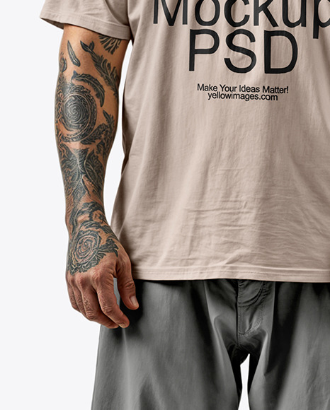 Latino Man With Mustache Wearing a T-Shirt and Breeches Mockup