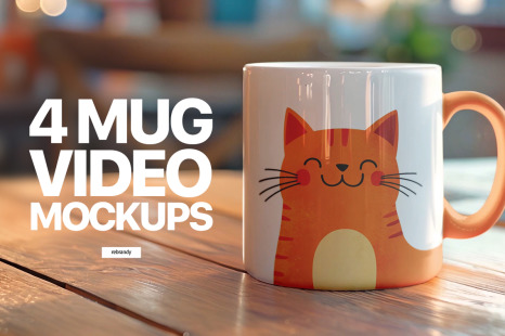 4 Mug Video Mockups - Drink mockup