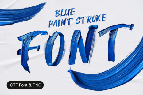 Blue Paint Stroke Font - Painting style