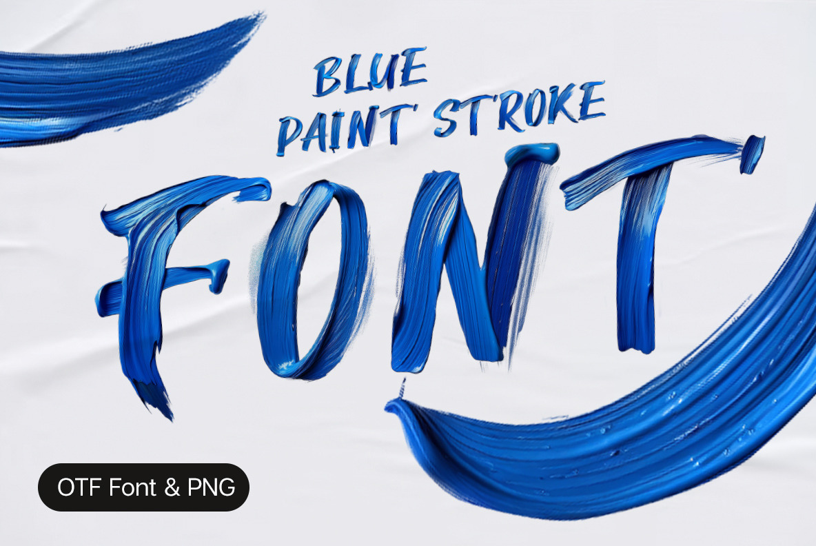 Blue Paint Stroke Font Blue Paint Stroke Font