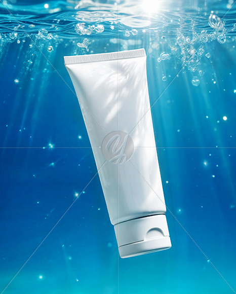 Matte Cosmetic Tube Under Water Mockup