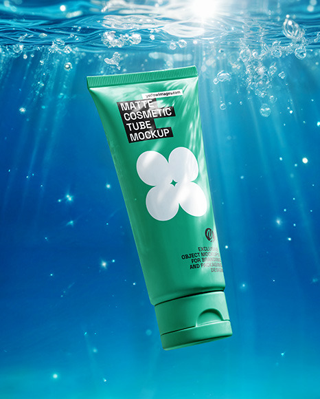 Matte Cosmetic Tube Under Water Mockup - Free+Cosmetic+Bottles+(PSD)