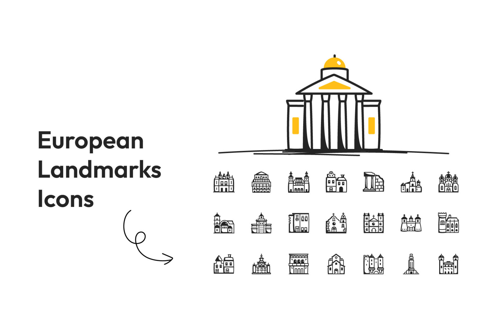European landmark Icons European landmark Icons