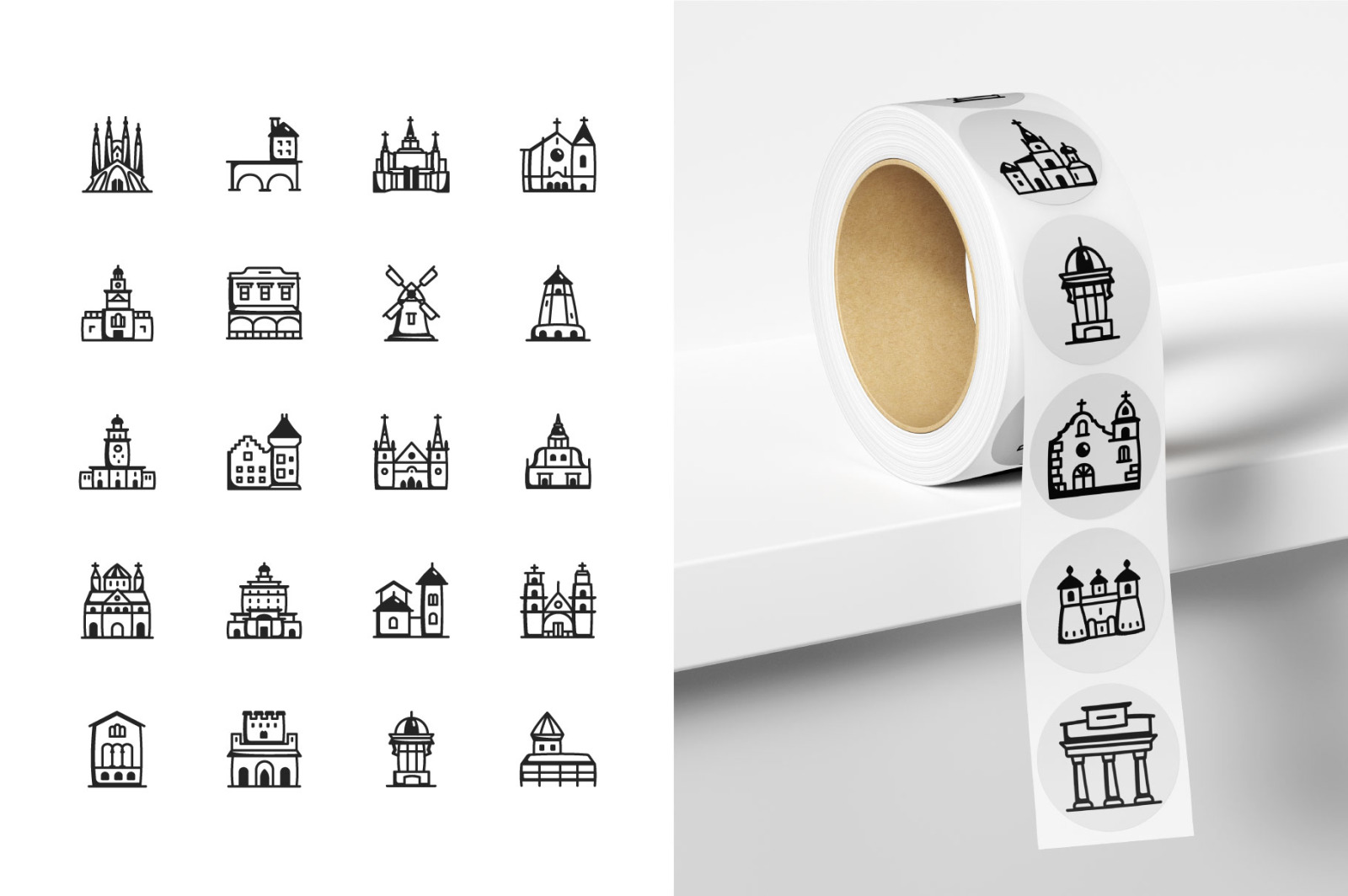 European landmark Icons European landmark Icons