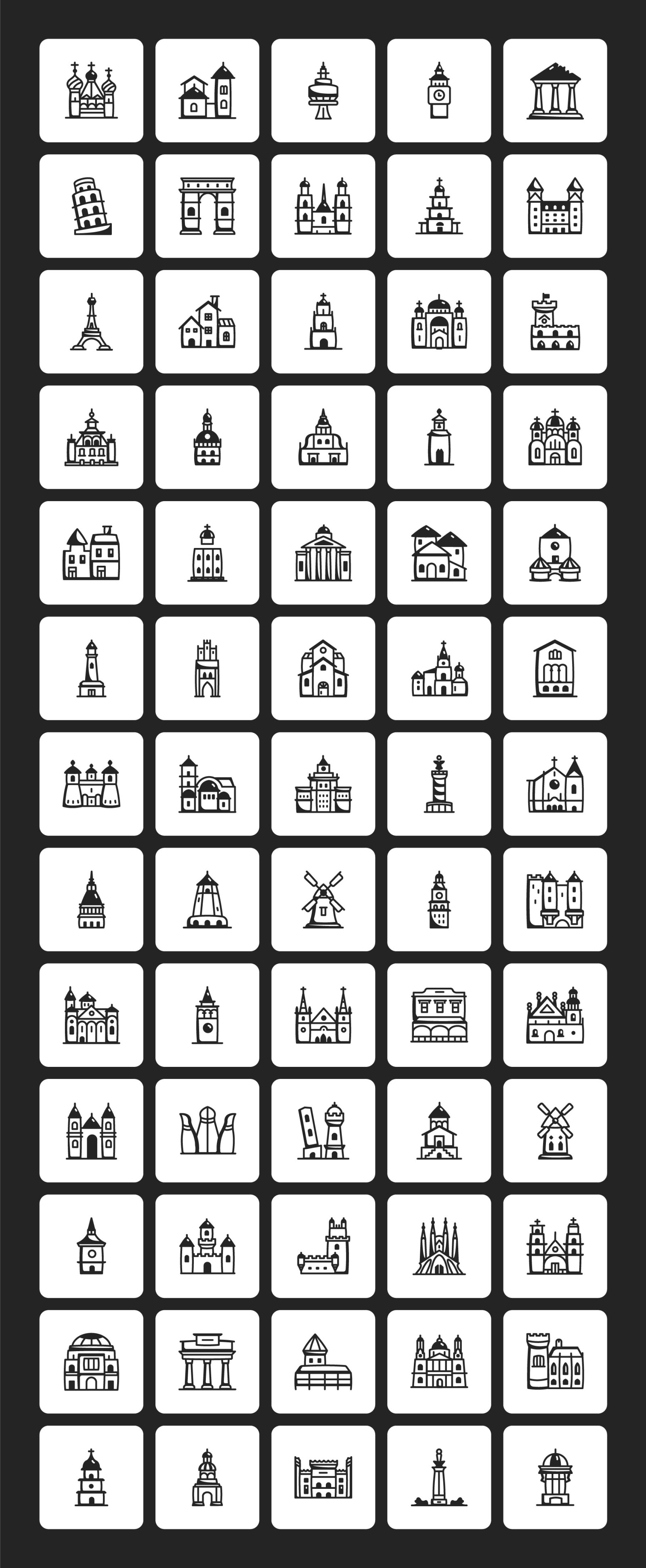 European landmark Icons European landmark Icons