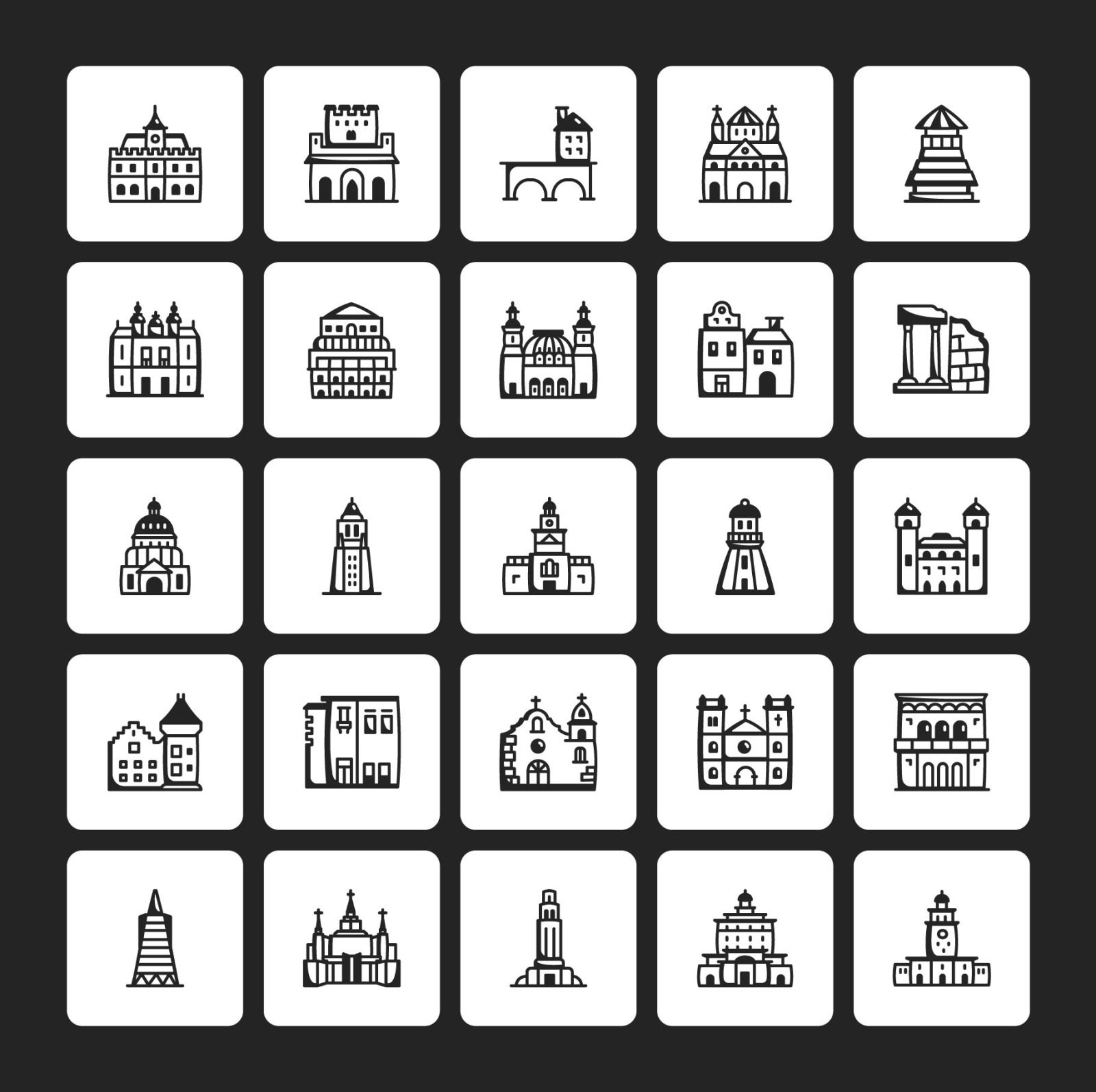 European landmark Icons European landmark Icons