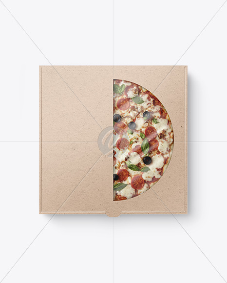 Kraft Paper Pizza Box Mockup