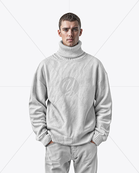 A man Wearing a Turtleneck Sweatshirt Mockup
