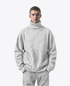 A man Wearing a Turtleneck Sweatshirt Mockup