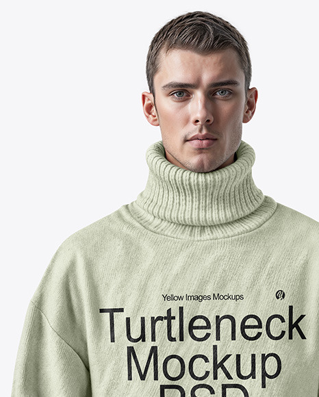 A man Wearing a Turtleneck Sweatshirt Mockup