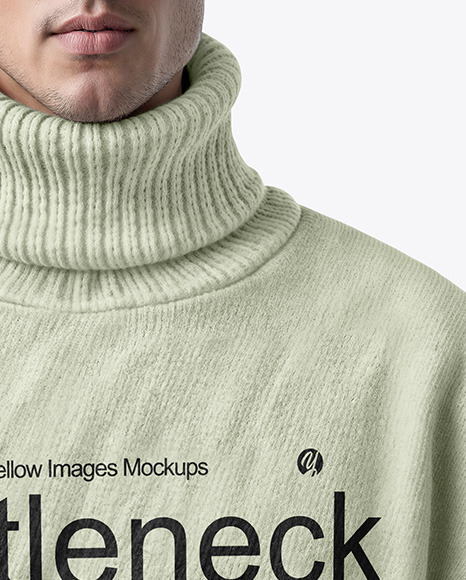 A man Wearing a Turtleneck Sweatshirt Mockup