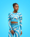 Woman Wearing a Long Sleeve Crop Top and Leggings Mockup