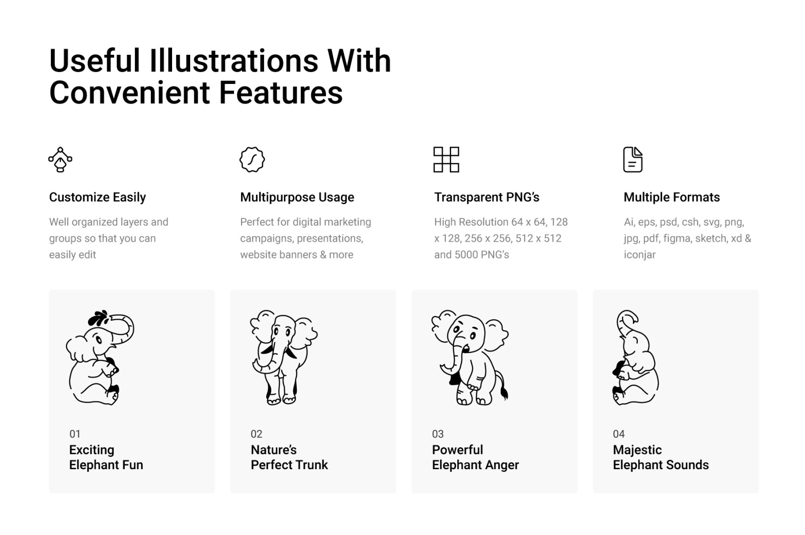 Elephant Drawing Icons Elephant Drawing Icons