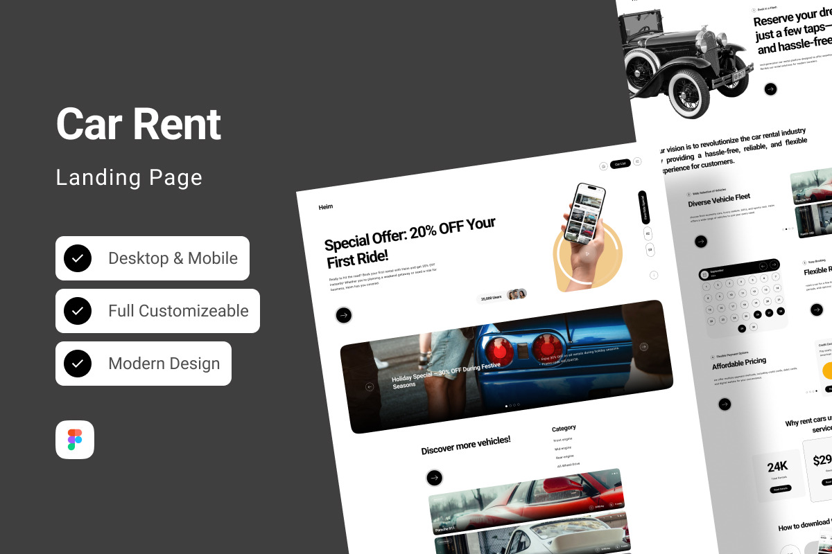 Heim - Car Rent Landing Page Heim - Car Rent Landing Page