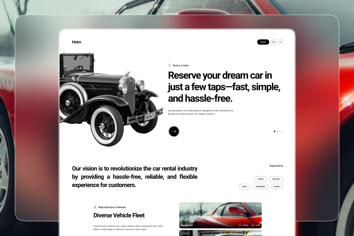 Heim - Car Rent Landing Page Heim - Car Rent Landing Page