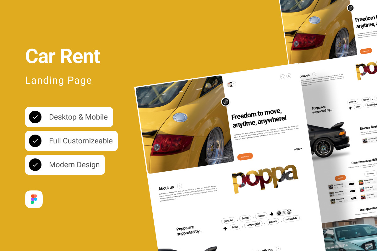 Poppa - Car Rent Landing Page Poppa - Car Rent Landing Page