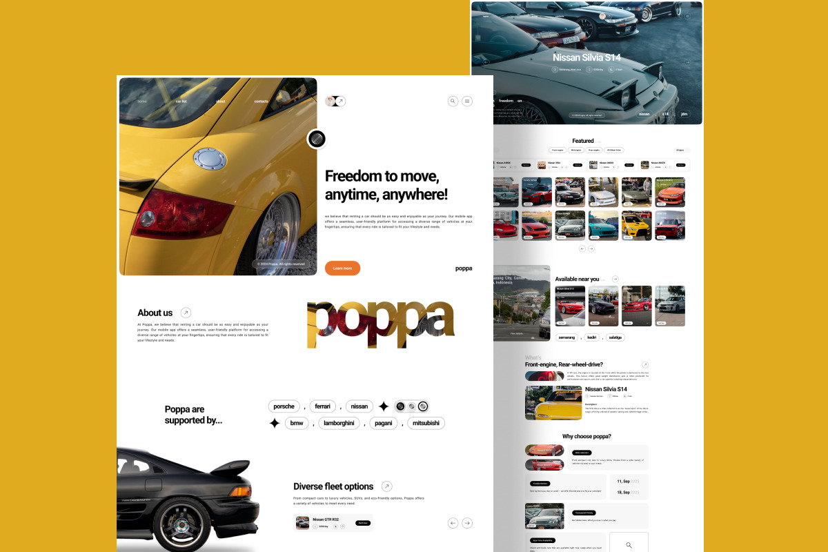 Poppa - Car Rent Landing Page Poppa - Car Rent Landing Page