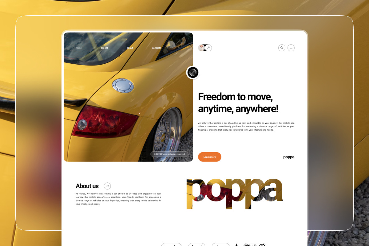 Poppa - Car Rent Landing Page Poppa - Car Rent Landing Page