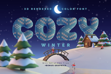 Cozy Winter — Color Bitmap Font - Wool