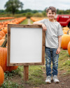 Boy Leaned Hand on Sign at Pumpkin Patch Mockup