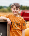 Boy Leaned Hand on Sign at Pumpkin Patch Mockup