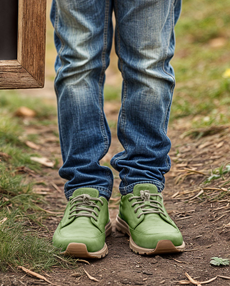 Boy Leaned Hand on Sign at Pumpkin Patch Mockup