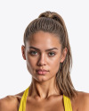 Young Female UFC Fighter Wearing Sports Bra and Short Mockup