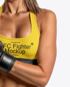 Young Female UFC Fighter Wearing Sports Bra and Short Mockup
