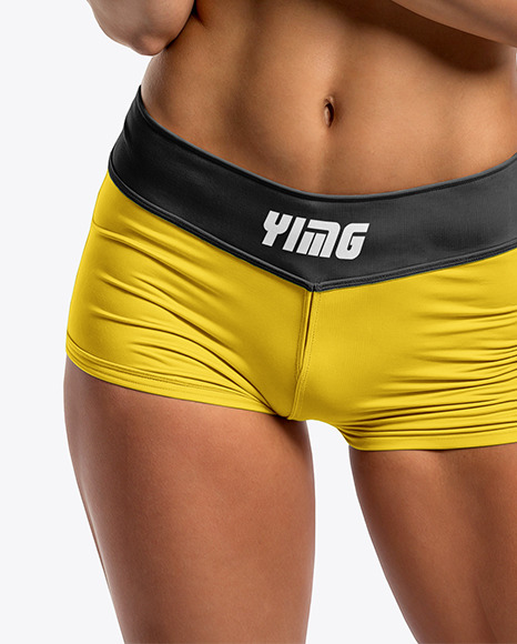 Young Female UFC Fighter Wearing Sports Bra and Short Mockup
