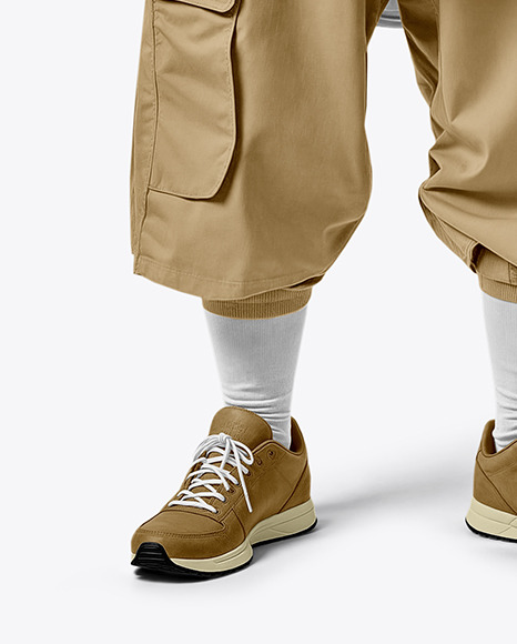 Bald Latino Man Wearing an Oversize T-Shirt and Cargo Pants Mockup