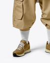 Bald Latino Man Wearing an Oversize T-Shirt and Cargo Pants Mockup