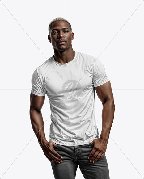 Black Man Wearing a T-Shirt and Jeans Mockup