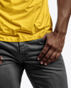 Black Man Wearing a T-Shirt and Jeans Mockup