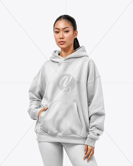 A Woman Wearing an Oversize Hoodie and Leggings Mockup