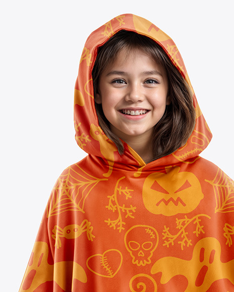 Young Girl Wearing Halloween Costume Mockup