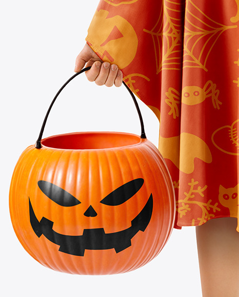 Young Girl Wearing Halloween Costume Mockup