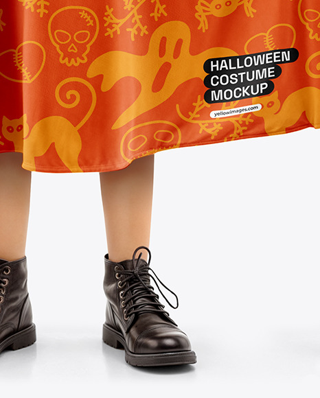 Young Girl Wearing Halloween Costume Mockup