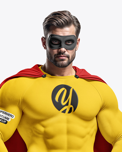 Man Wearing Superhero Costume Mockup