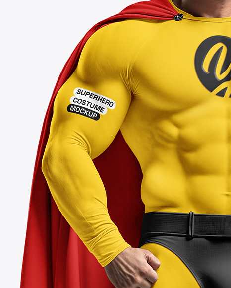 Man Wearing Superhero Costume Mockup