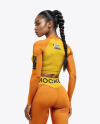 Woman Wearing a Long Sleeve Crop Top and Leggings Mockup